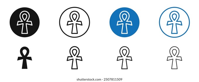 Ankh icon set in black and blue color