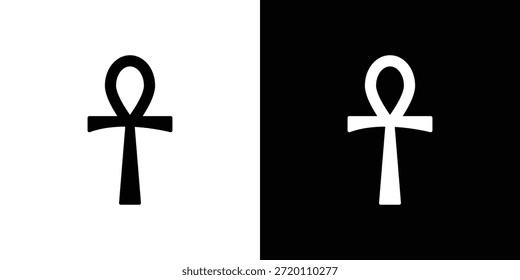 Ankh ícone ilustrações gráficas simples plana. Vetor de silhueta preto e branco