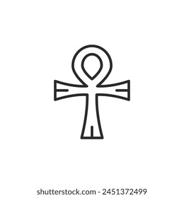 Ankh icon. Simplified representation of the ancient Egyptian ankh, symbolizing life and eternity, commonly used in thematic designs related to history, culture, and spirituality. Vector illustration.