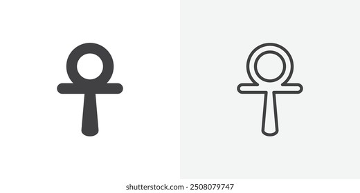 Ankh icon in solid and outlined style