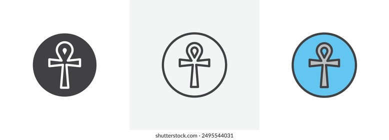 Ankh icon symbol collection on white background.