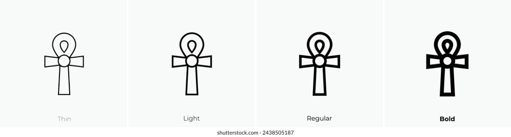 ankh icon. Thin, Light Regular And Bold style design isolated on white background