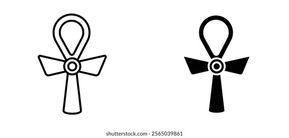 Ankh icons in outline and fill. vector illustration for ui.