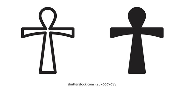 Ankh icons in outline and stroke versions