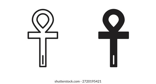 Ankh-Symbole. Pixel perfekt. Vektorkontursymbol. Flaches Logo-Konzept.