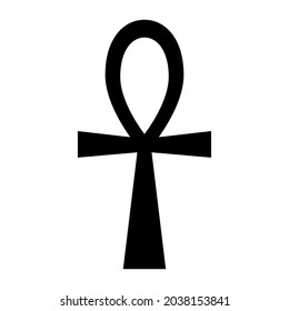 Ankh o Clave de la Vida. Símbolo jeroglífico de la vida egipcio. Icono simple de vector negro plano.