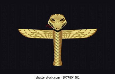 Ankh key of life pharaoh snake god wings