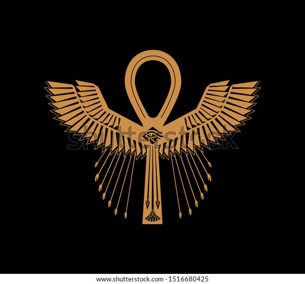 Ankh Key Life Pharaonic Wings Stock Vector (Royalty Free) 1516680425