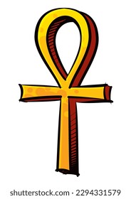 The Ankh or Key of Life symbol created in graffiti style