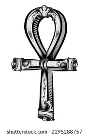 The Ankh or Key of Life symbol created in old vintage style