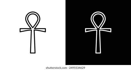 Ankh line icon vector illustration set.