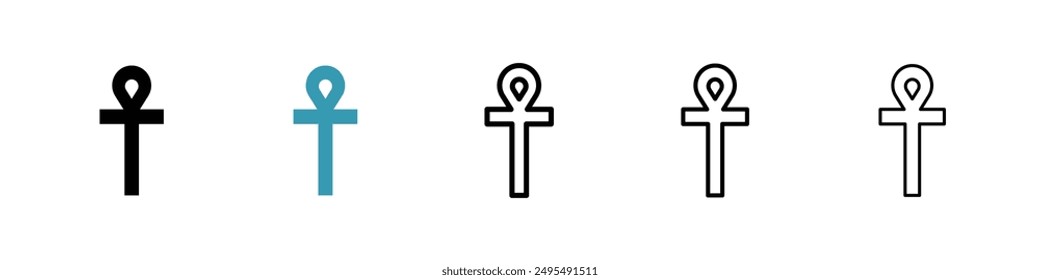 Ankh line icon vector set.