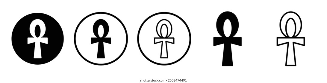 Ankh line icon vector set.