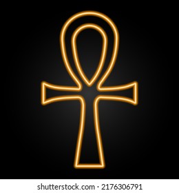 ankh neon sign, modern glowing banner design, colorful modern design trends on black background. Vector illustration.