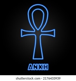 ankh neon sign, modern glowing banner design, colorful modern design trends on black background. Vector illustration.