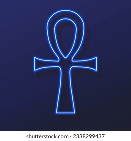 ankh neon sign, modern glowing banner design, colorful modern design trends on black background. Vector illustration.