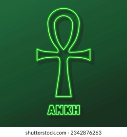 ankh neon sign, modern glowing banner design, colorful modern design trends on black background. Vector illustration.