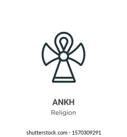Ankh outline vector icon. Thin line black ankh icon, flat vector simple element illustration from editable religion concept isolated on white background