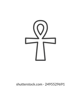 Ankh outlined icon isolated on white background