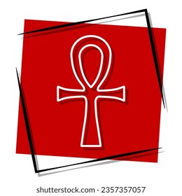 ankh red banner in a frame. Vector illustration.