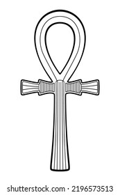 Ankh sign, a cross with handle and ancient Egyptian hieroglyphic symbol of gods and Pharaohs, representing life. Also known as key of life, breath of life, key of the Nile, and crux ansata. Vector.