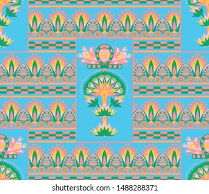 Ankh. Stylization under the culture of ancient Egypt. Seamless pattern