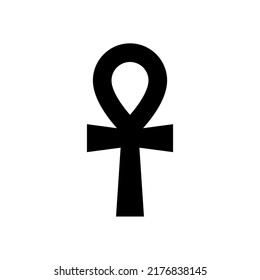 Ankh symbol, ancient egyptian amulet, black icon color, vector illustration