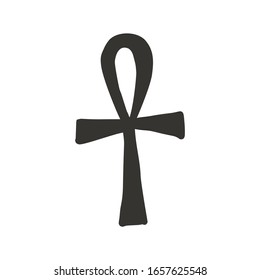 Ankh symbol. Ancient line logo t-shirt design. Africa hand drawn vector illustration. Linear black sketch on white background.