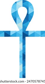 ankh symbol with blue monochrome color inside, ankh symbol vector illustration.