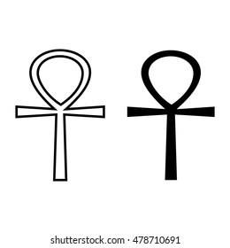 Ankh symbol. Egyptian Cross black isolated vector illustration