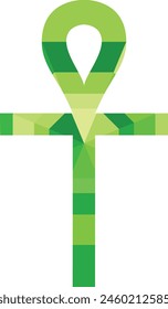 ankh symbol with green monochrome color inside, ankh symbol vector illustration.