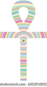 ankh symbol with many pastel color inside, ankh symbol vector illustration.