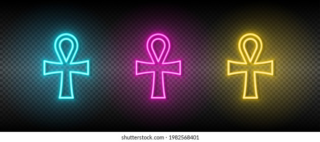 Ankh Symbol Neon Vector Icon.