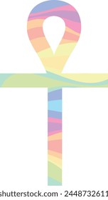 ankh symbol shape with rainbow color inside, ankh symbol vector illustration.