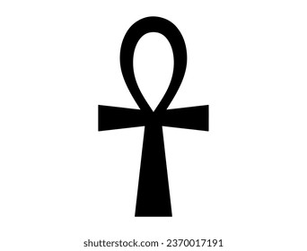 Ankh symbol silhouette vector art white background