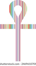 ankh symbol with striped color inside, ankh symbol vector illustration.