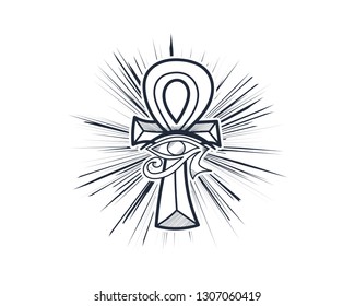 The ankh symbol with sunburst