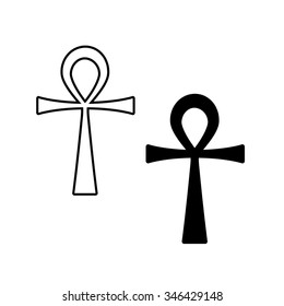 Ankh Symbol. Vector Egyptian Cross isolated on white. Black and white