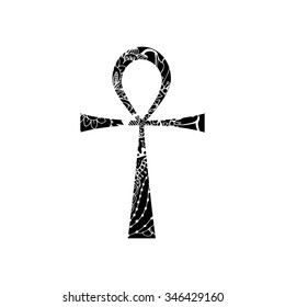 Ankh Symbol. Vector Egyptian Cross isolated on white. Black and white