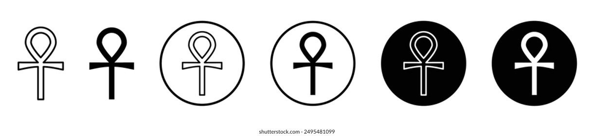 Ankh thin line vector icon set.