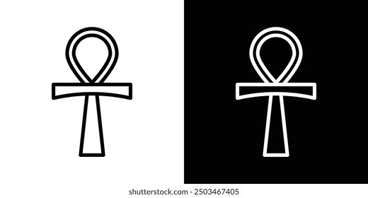 Ankh thin line vector icon set.