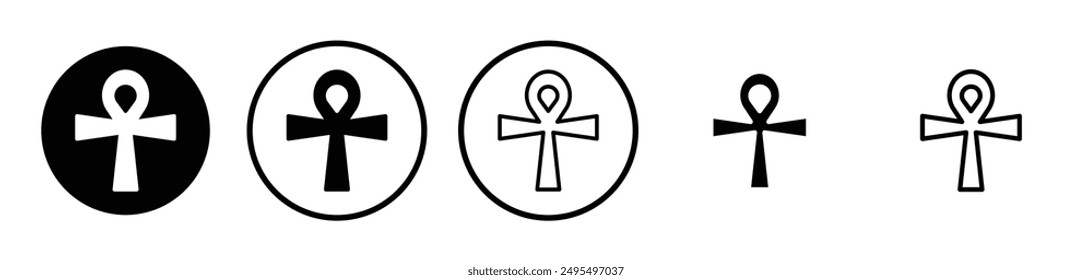 Ankh vector icon set in black and white color.