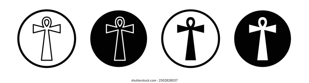 Ankh vector icon set black filled and outlined style.