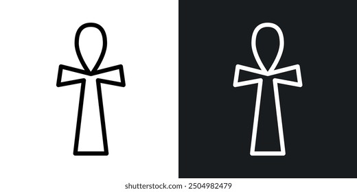 Ankh vector icon set black and white filled and outlined style.