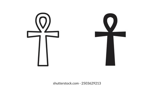 Ankh vector icon in solid and outline style