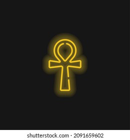 Ankh yellow glowing neon icon