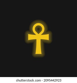Ankh yellow glowing neon icon