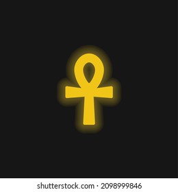 Ankh yellow glowing neon icon