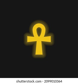 Ankh yellow glowing neon icon