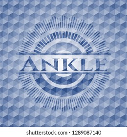 Ankle blue badge with geometric background.